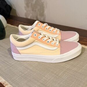 Vans Women's Pastel Pink and Cream Sneakers
